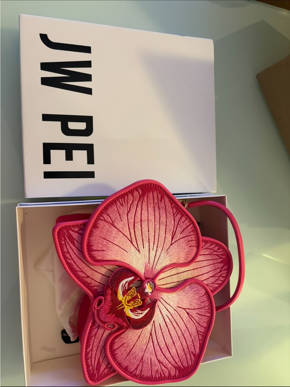 JW PEI Orchid Flower Mini Crossbody in Bright Pink